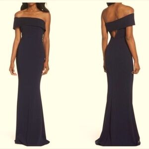 Katie May Navy Off-Shoulder Maxi Dress